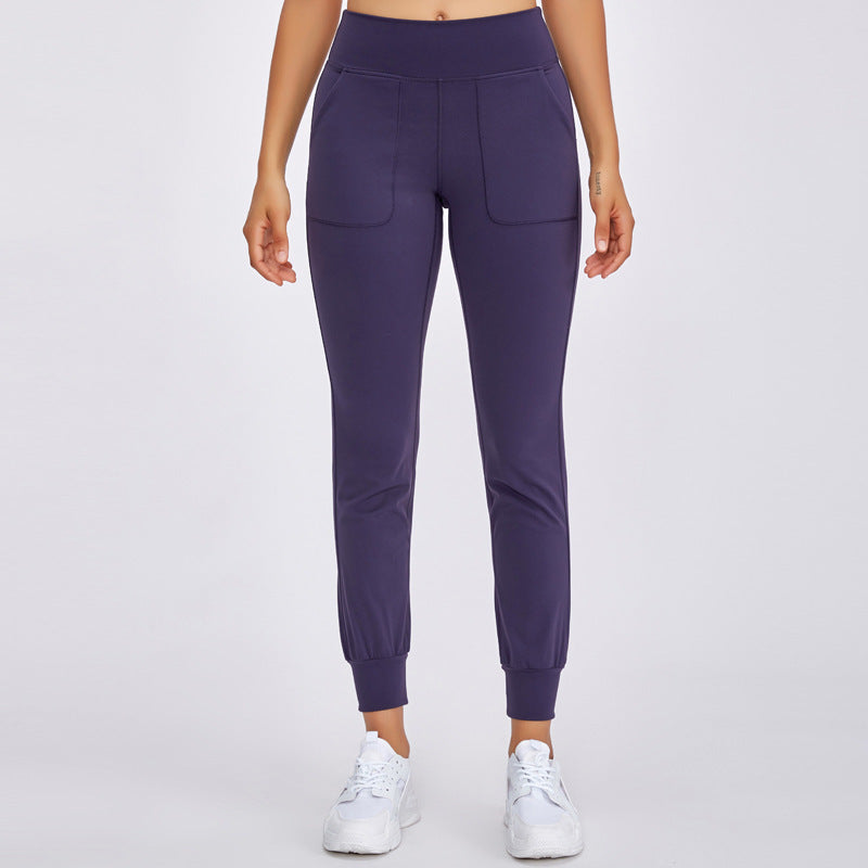 Nude Loose Yoga Women's Quick-drying Belt Pocket Sports Fitness Gym Pants