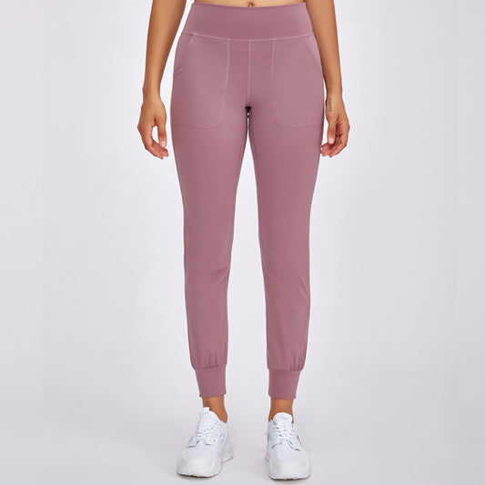 Nude Loose Yoga Women's Quick-drying Belt Pocket Sports Fitness Gym Pants