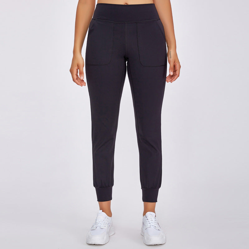 Nude Loose Yoga Women's Quick-drying Belt Pocket Sports Fitness Gym Pants